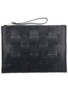 Intrecciato Weaving Strap Clutch Bag Black - BOTTEGA VENETA - BALAAN 3