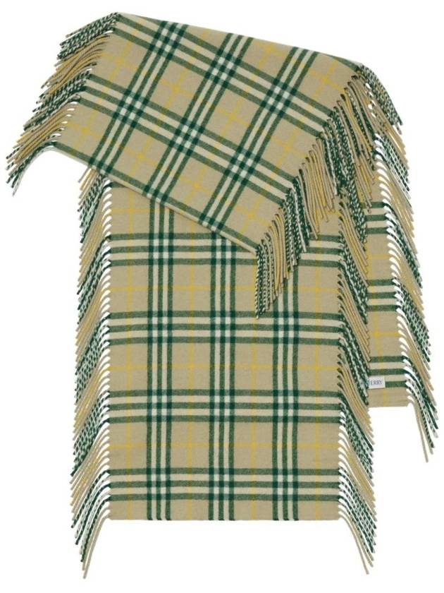 Check Print Cashmere Scarf Green - BURBERRY - BALAAN 1