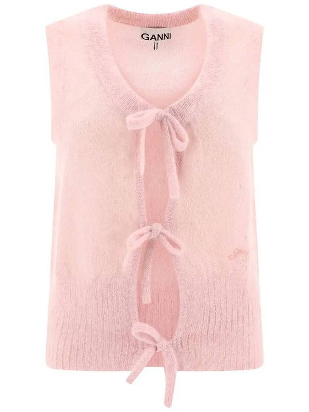 Tie String Light Mohair Vest Pink - GANNI - BALAAN 2