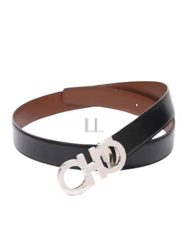 Reversible Gancini Leather Belt Black Brown - SALVATORE FERRAGAMO - BALAAN 2