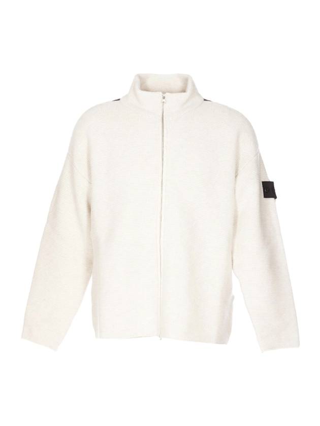 Shadow Reverse Stockinette Stitch Knit Track Jacket White - STONE ISLAND - BALAAN 1