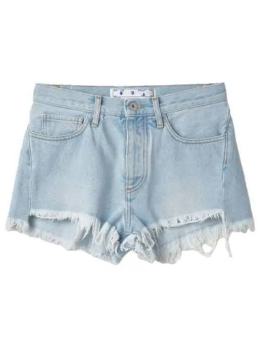 Back Logo Patch Denim Shorts Pants Light Blue - OFF WHITE - BALAAN 1