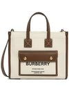 Mini Two-Tone Canvas and Leather Freya Tote Bag Natural Tan - BURBERRY - BALAAN 2