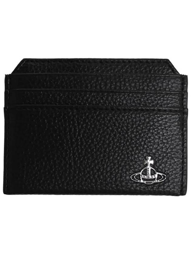 ORB Logo Grain Leather Slim Card Wallet Black - VIVIENNE WESTWOOD - BALAAN 2