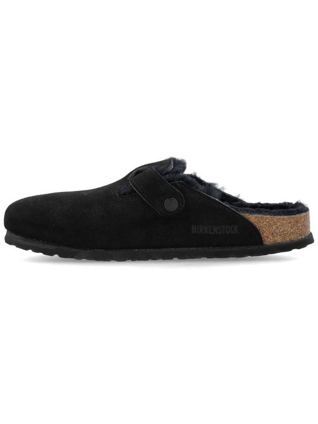 Boston Shearling Suede Slippers Black - BIRKENSTOCK - BALAAN 4