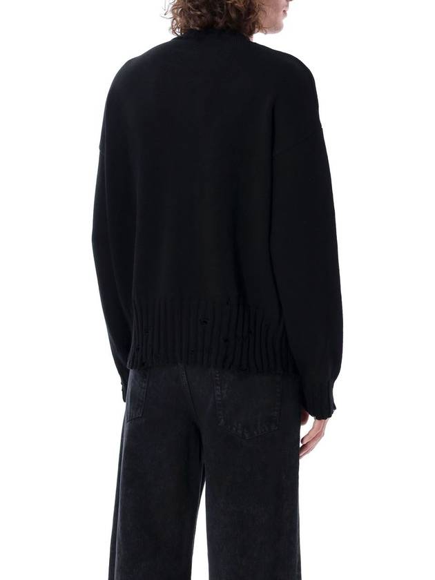 Embroided Logo Distressed Knit Top Black - MARNI - BALAAN 3