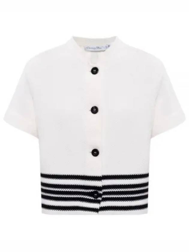 Mariniere Cotton Knit Short Sleeve Jacket Black White - DIOR - BALAAN 2