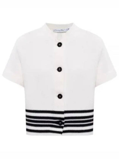 Mariniere Cotton Knit Short Sleeve Jacket Black White - DIOR - BALAAN 2