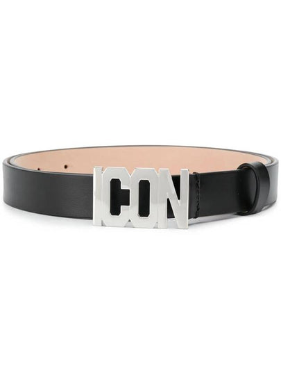 icon plaque silver leather belt black - DSQUARED2 - BALAAN 2