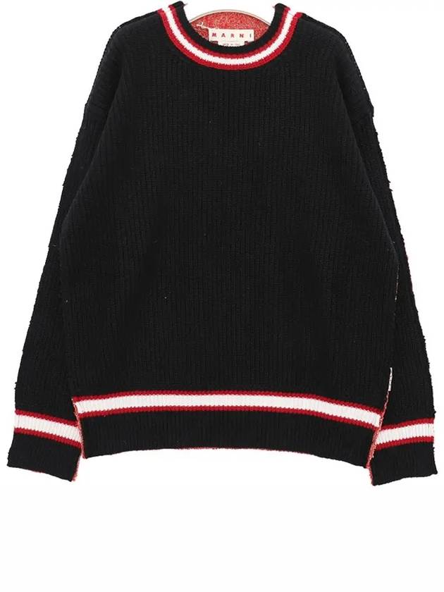 Wool Blend Bicolor Knit Top Black - MARNI - BALAAN 5