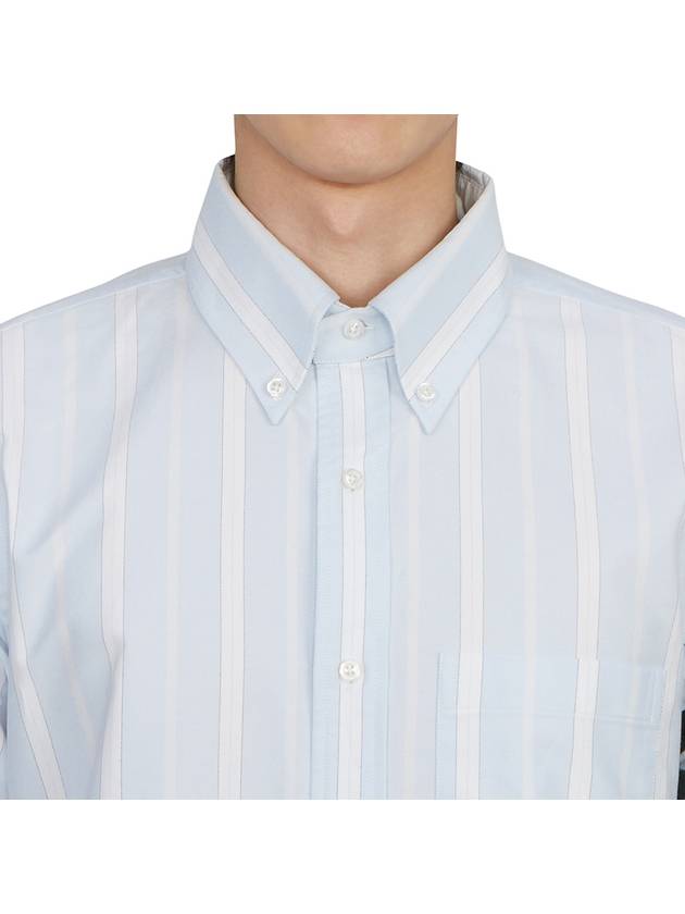 Paisley 4 Bar Stripe Shirt Light Blue - THOM BROWNE - BALAAN 7