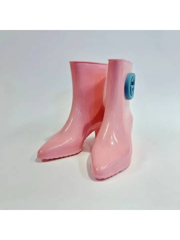 Interlocking G Shiny Rubber Ankle Middle Boots Pink - GUCCI - BALAAN 3