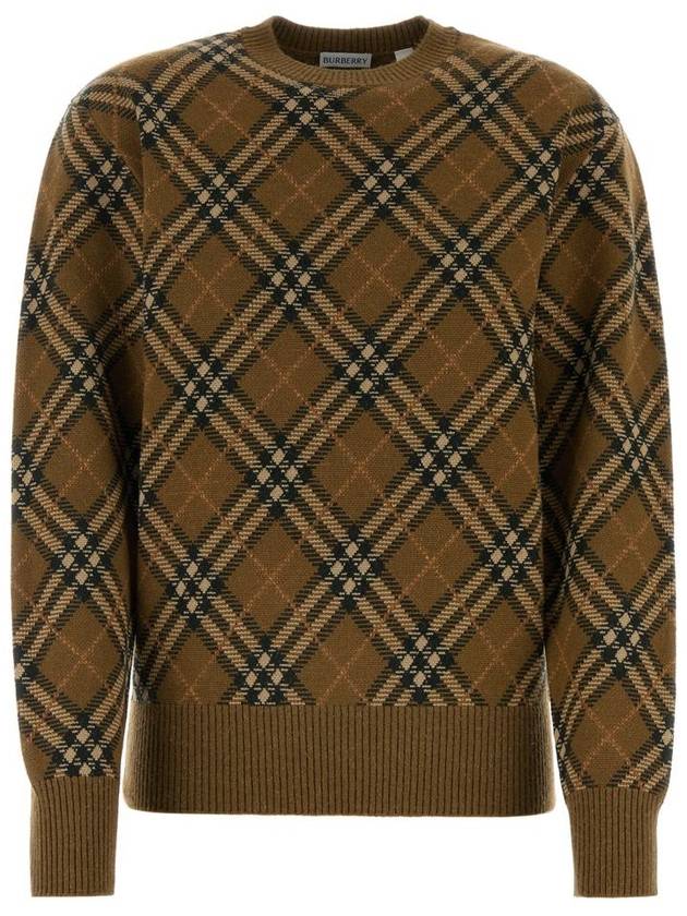 Check Wool Mohair Blend Knit Top Brown - BURBERRY - BALAAN 2