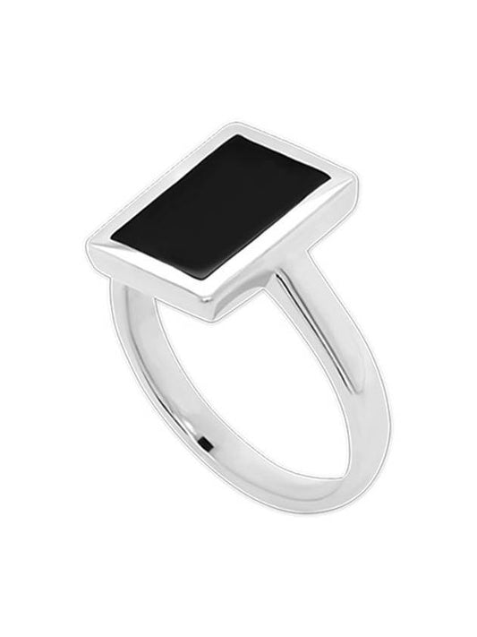 Roca Rectangular Onyx Ring Silver - BE/GINS - BALAAN 1