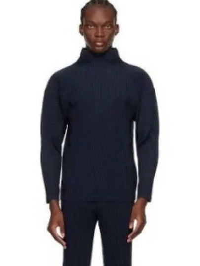 Pleated High-Neck Long-Sleeved T-Shirt Navy - ISSEY MIYAKE - BALAAN 2