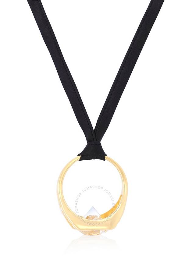 Burberry Ladies Gold-Plated Ring Detail Silk Necklace - BURBERRY - BALAAN 1