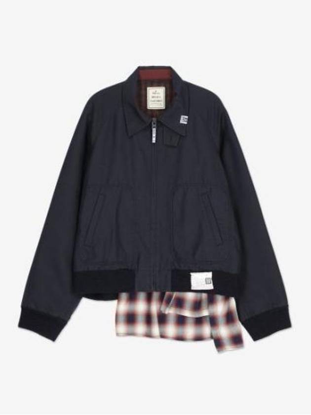 Mix Layered Harrington Zip-Up Jacket Navy - MAISON MIHARA YASUHIRO - BALAAN 1