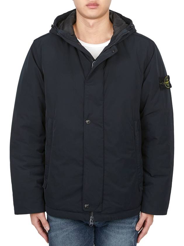 Techno Fabric Hooded Jacket Navy - STONE ISLAND - BALAAN 3