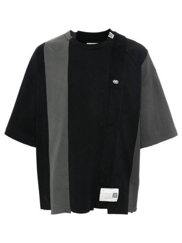 Vertical Switching Cotton Short Sleeve T-Shirt Black - MAISON MIHARA YASUHIRO - BALAAN 2