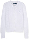 Women's Embroidered Logo Pony Cable Cardigan White - POLO RALPH LAUREN - BALAAN 2