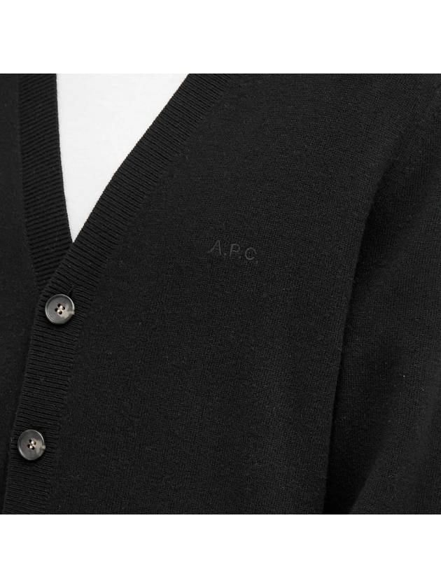 Joe Logo Embroidered Wool Cardigan Black - A.P.C. - BALAAN 6