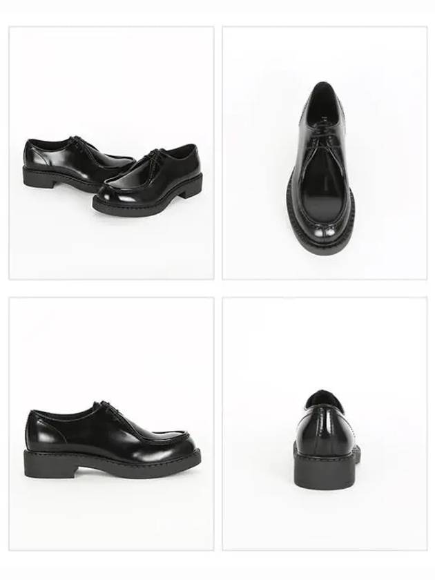 Brushed Lace Up Loafers Black - PRADA - BALAAN.