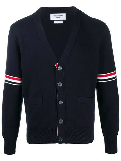 Milano Stitch Sprite Armband Cotton V-neck Cardigan Navy - THOM BROWNE - BALAAN 2