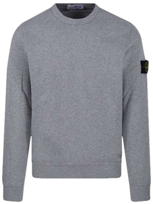 Brushed Cotton Fleece Garment Dyed Crewneck Sweatshirt Melange Grey - STONE ISLAND - BALAAN 2