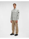 Broken Cotton Linen Lens Button Long-Sleeve Shirt Grey - CP COMPANY - BALAAN 4