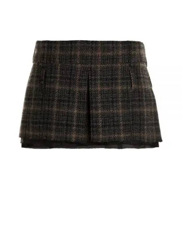 MIU Tartan Mini Skirt Charcoal MG1852 113H - MIU MIU - BALAAN 1