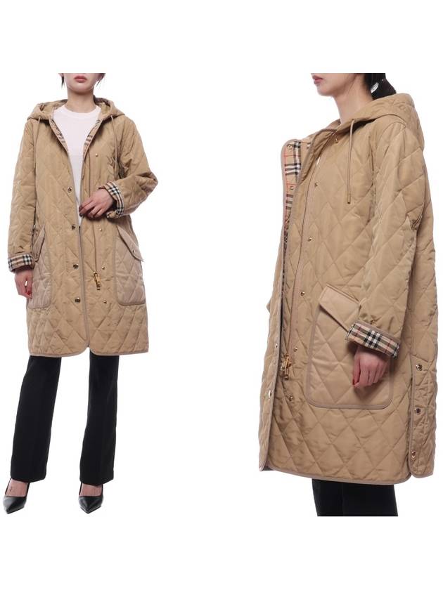 Diamond Quilted Hooded Single Coat Beige - BURBERRY - BALAAN 3