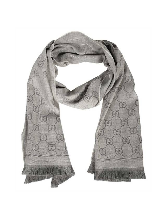 GG Jacquard Pattern Knit Muffler Grey - GUCCI - BALAAN 1