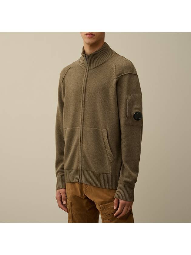 Lambswool GRS Zipped Cardigan Beige - CP COMPANY - BALAAN 4