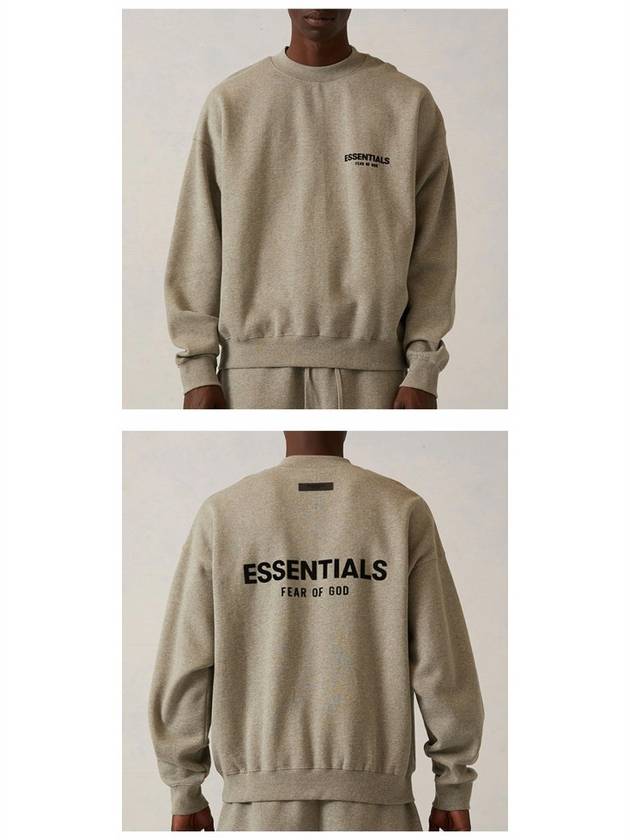 192BT212123F 462 Essential Logo Patch Crew Neck Sweatshirt Dark Oatmeal Men’s Sweatshirt TLS - FEAR OF GOD - BALAAN 4