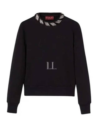 Crew Neck Cotton Sweater Black - GUCCI - BALAAN 2