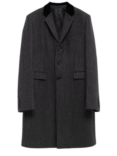 chesterfield Striped Single Coat Anthracite Black - CELINE - BALAAN 1