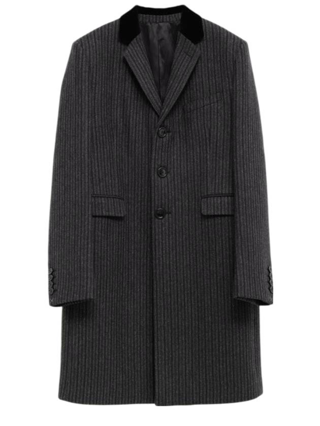 chesterfield Striped Single Coat Anthracite Black - CELINE - BALAAN 1