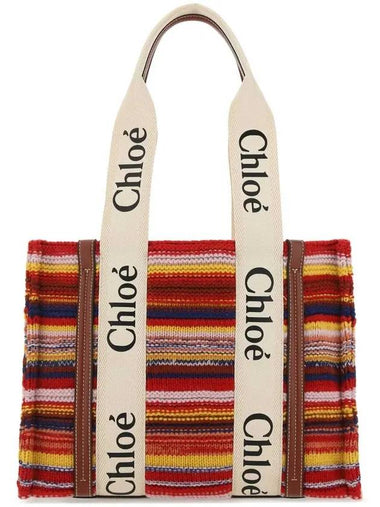 Woody Recycled Cashmere Medium Tote Bag Red - CHLOE - BALAAN 1