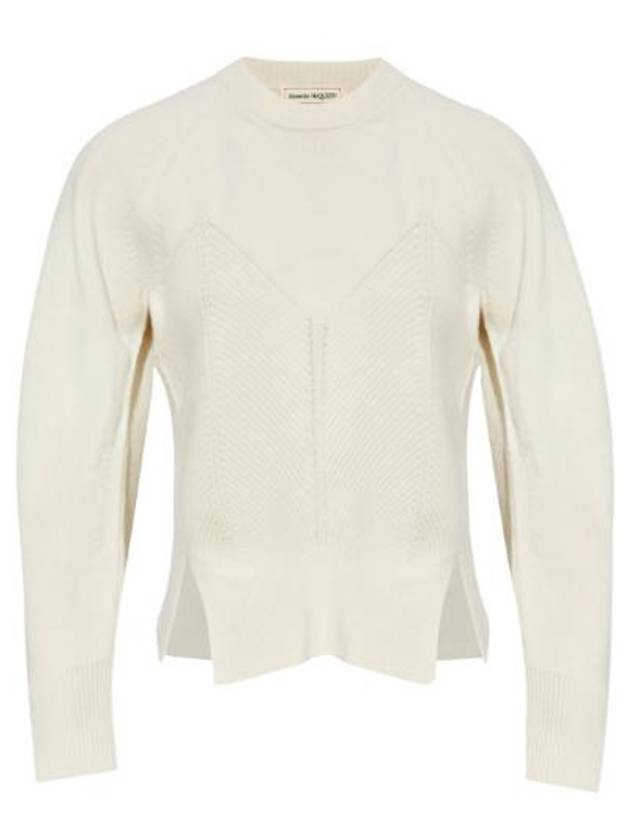 Chevron Pattern Crew Neck Knit Top Cream - ALEXANDER MCQUEEN - BALAAN 6