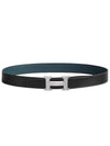 H Buckle Reversible Double Sided 32mm Black Blue 95 Silver Matte Men s Leather Belt H064544CB86 - HERMES - BALAAN 1