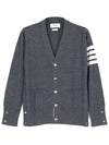 Men's Sustainable Classic Diagonal Wool Cardigan Medium Grey - THOM BROWNE - BALAAN 2