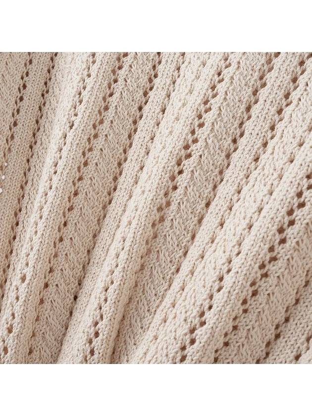 Cotton Pique Polo Crop Knit Top Ivory - NOIRER FOR WOMEN - BALAAN 7