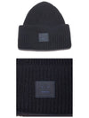 Face Patch Ribbed Wool Beanie Black - ACNE STUDIOS - BALAAN 5