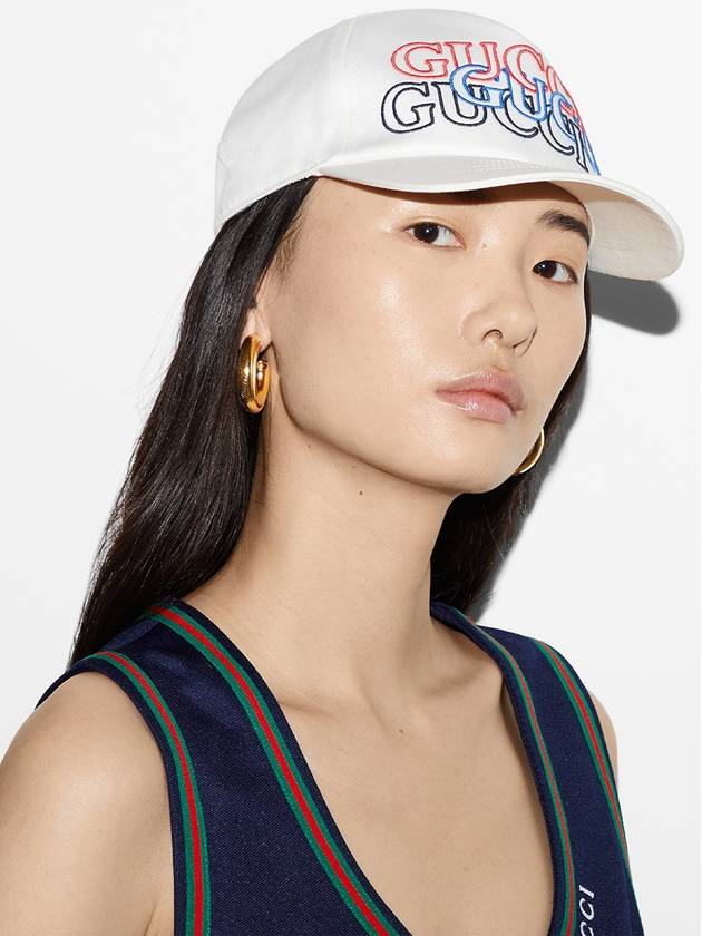 Embroidery Base Ball Cap White - GUCCI - BALAAN 3