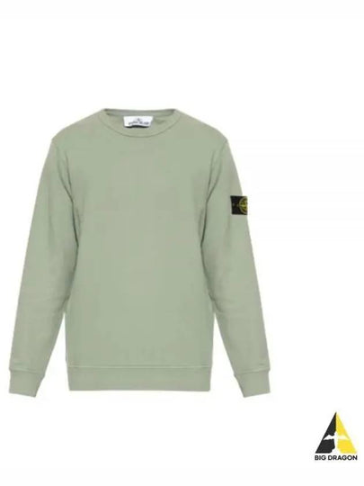 Brushed Cotton Fleece Garment Dyed Crewneck Sweatshirt Sage Green - STONE ISLAND - BALAAN 2