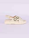 Gold Logo Leather Sandals White - GUCCI - BALAAN 3