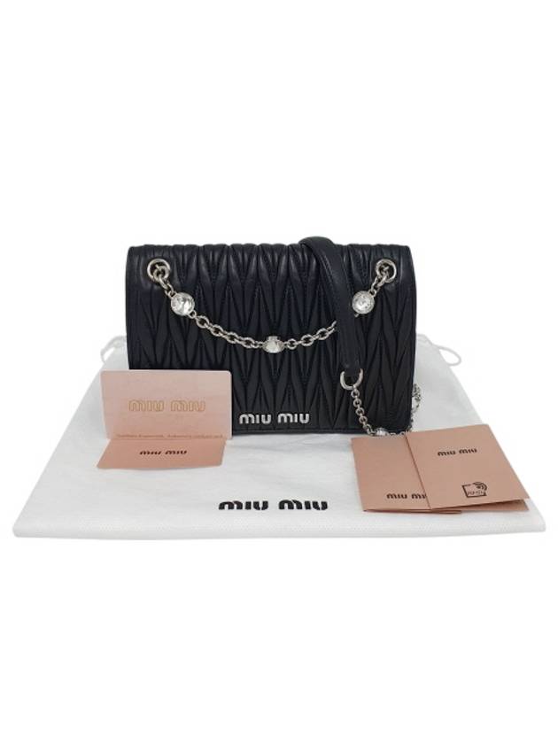 5BP065 Black Nappa Crystal Chain Mini Cross and Shoulder Bag - MIU MIU - BALAAN 10