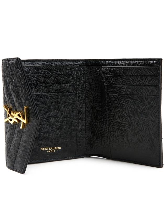 Matelasse Monogram Quilting Flap Half Wallet Black - SAINT LAURENT - BALAAN 5