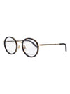 Eyewear Acetate Round Metal Glasses Frame Havana Dark Gold - GUCCI - BALAAN.