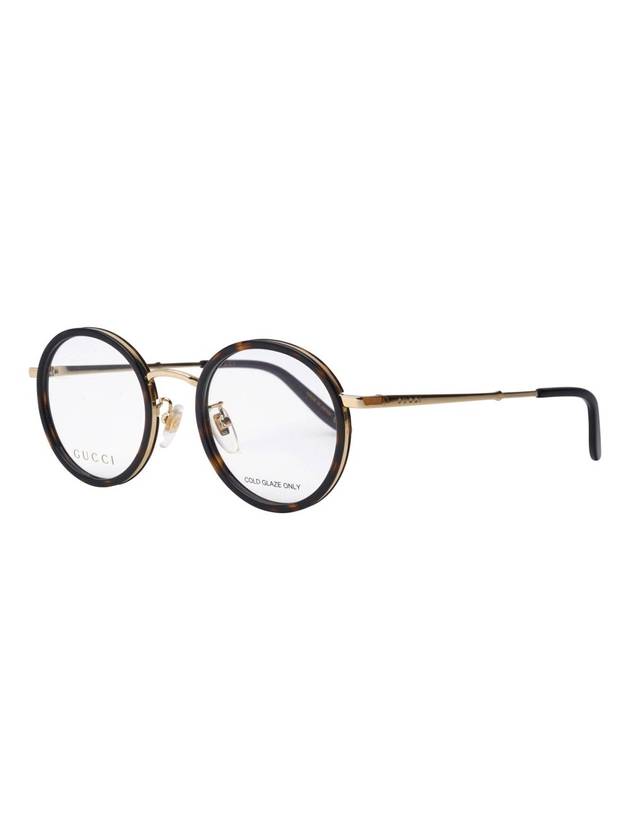 Eyewear Acetate Round Metal Glasses Frame Havana Dark Gold - GUCCI - BALAAN.